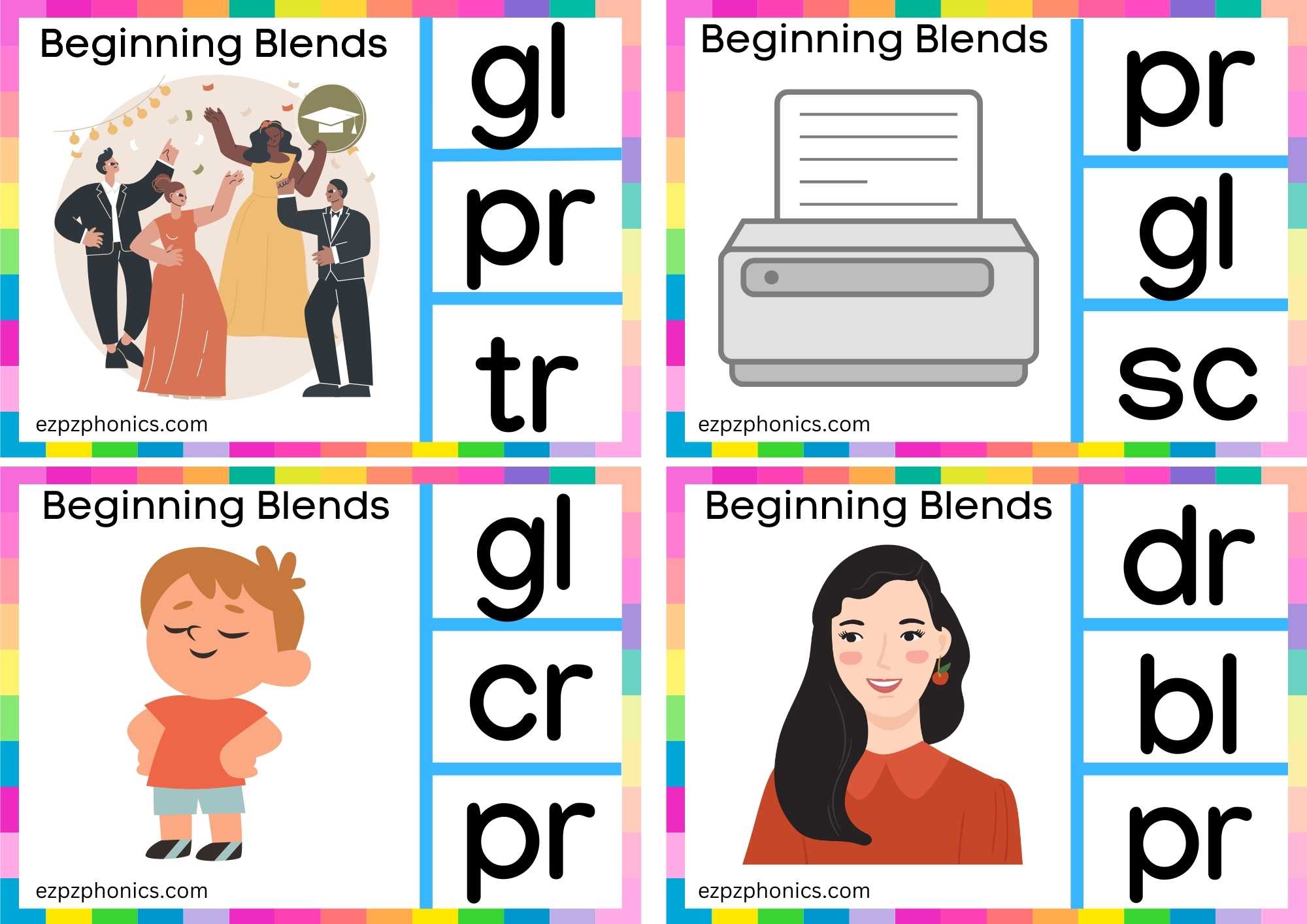 PR Beginning Blends Clip Cards Look At The Images And Clip The Correct Letters Set 2